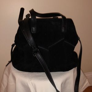 Street Level black leather/suede crossbody bag